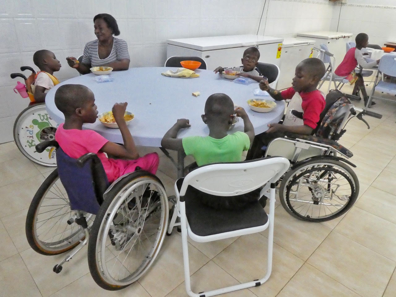 Children eating on table