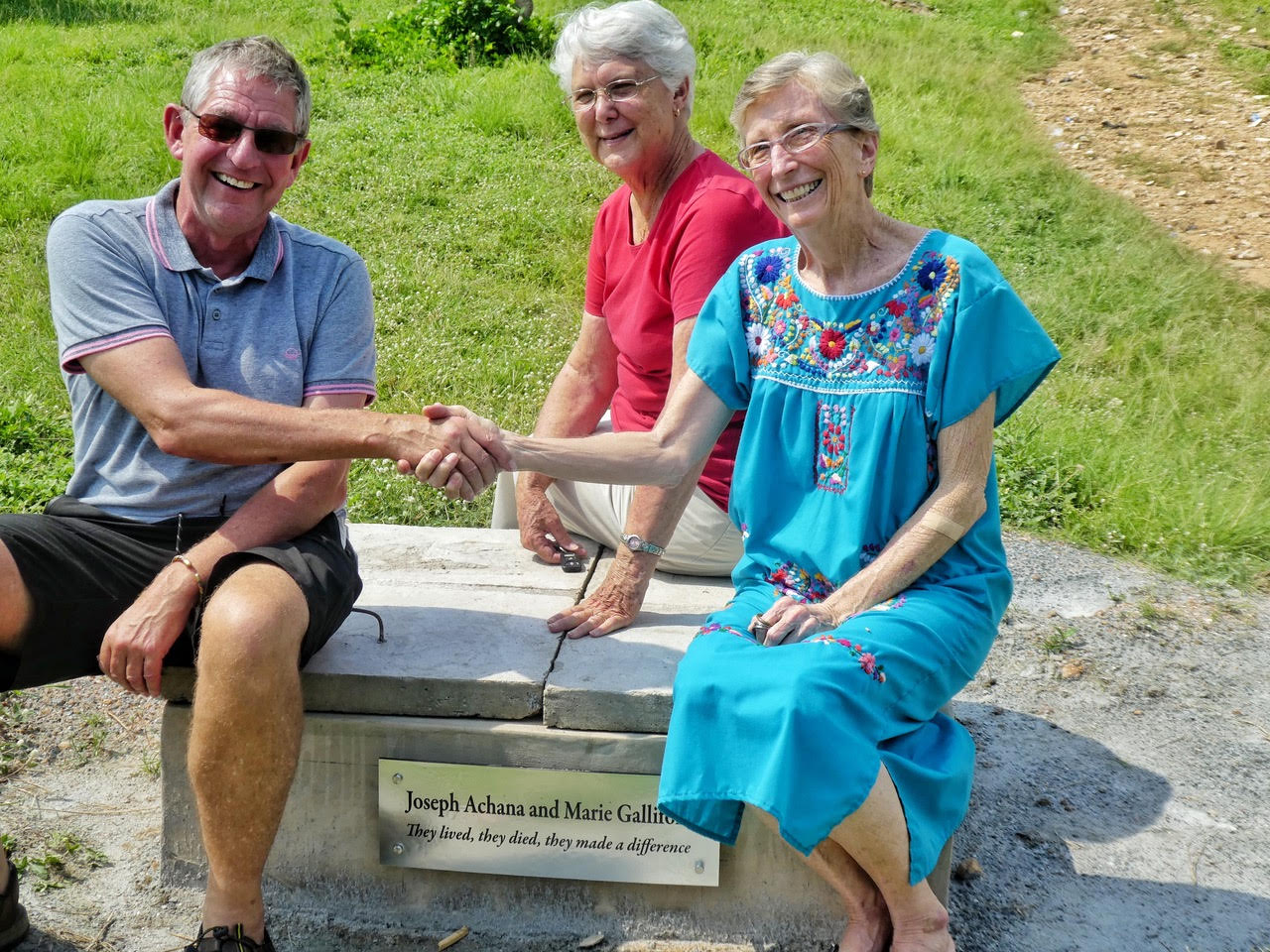 Plaque showing dedication to Joseph Achana and Marie Galliford