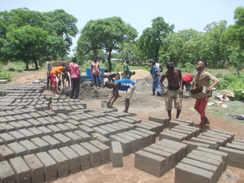 Bricks being made